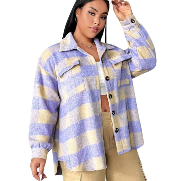 Essnce Jackets & Blazers - 💜 PLUS Plaid Shacket 💜